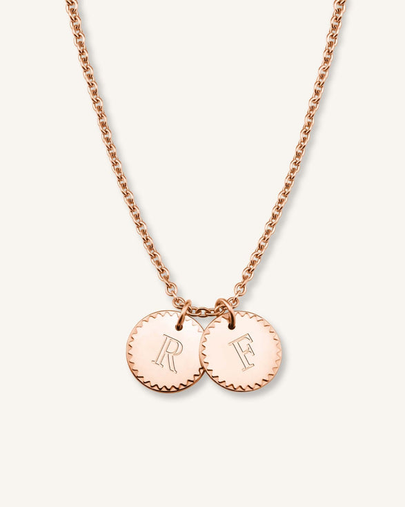 Rosefield 2 Coin Charm Necklace Rosé Goudkleurig