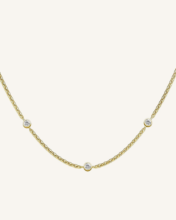 rosefield 3 Birthstone Necklace Goudkleurig