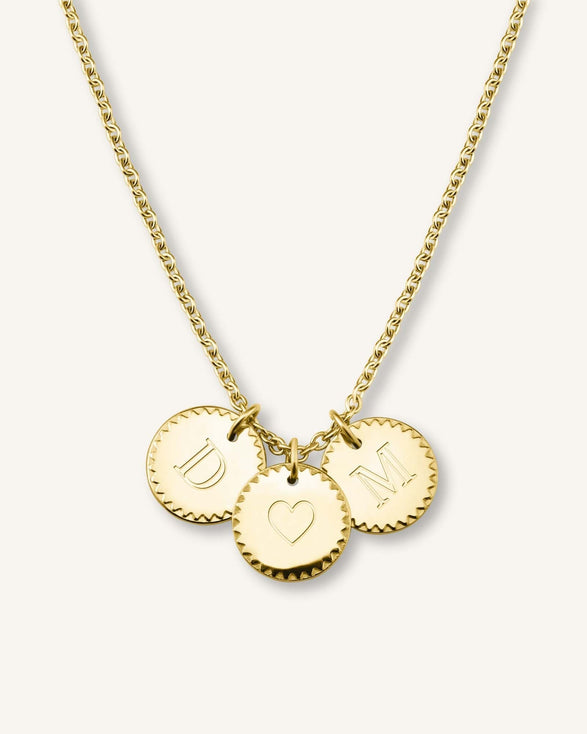 Rosefield 3 Coin Charm Necklace Goudkleurig