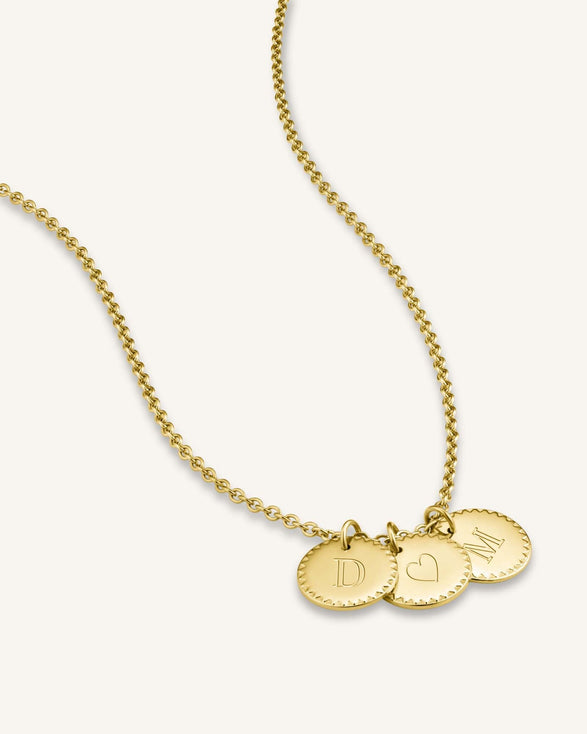 Rosefield 3 Coin Charm Necklace Goudkleurig