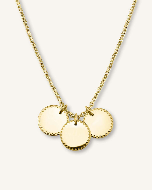 rosefield 3 Coin Charm Necklace Goudkleurig