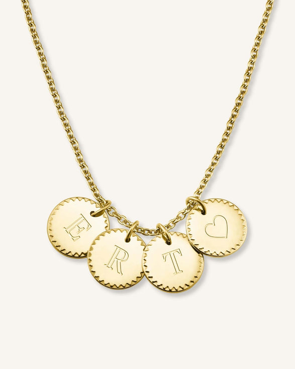 Rosefield 4 Coin Charm Necklace Goudkleurig