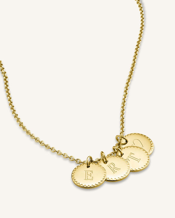 Rosefield 4 Coin Charm Necklace Goudkleurig
