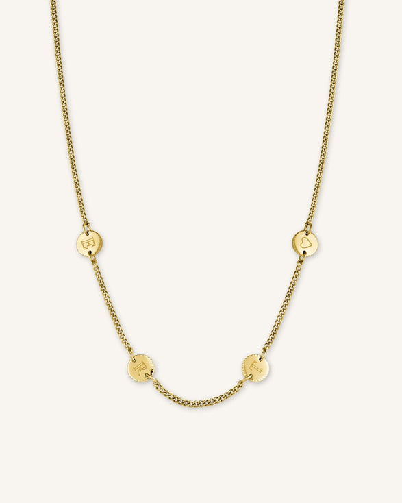 Rosefield 4 Coin Necklace Goudkleurig