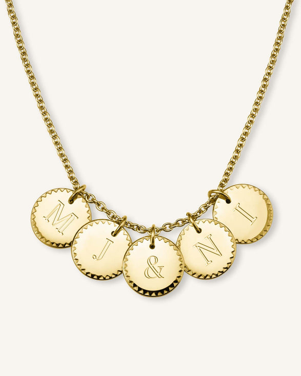 Rosefield 5 Coin Charm Necklace Goudkleurig