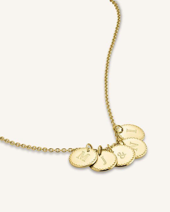 Rosefield 5 Coin Charm Necklace Goudkleurig