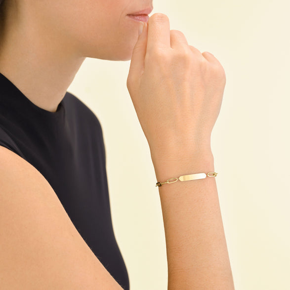 Rosefield Bar Hammered Bracelet Goudkleurig