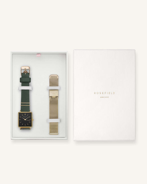 rosefield Boxy Black Forest Green + Strap Gift Set