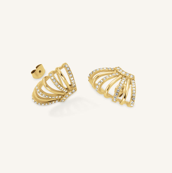 Rosefield Caged Crystal Earrings Goud