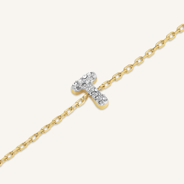 Rosefield Crystal Letter T Bracelet