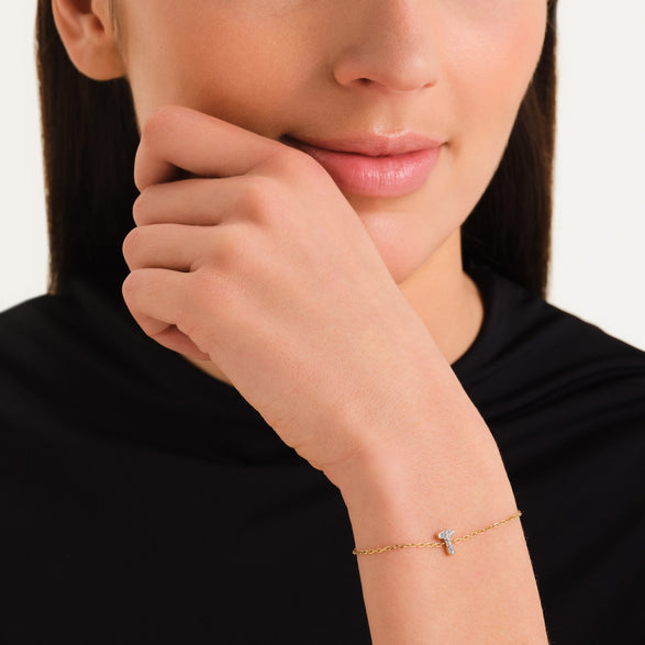Rosefield Crystal Letter T Bracelet