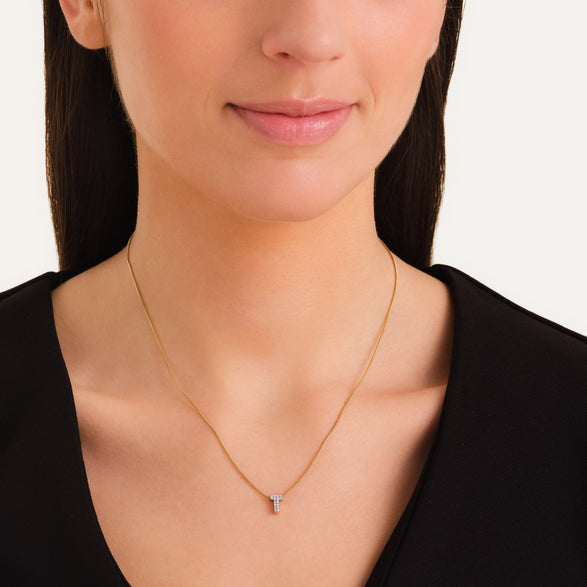 Rosefield Crystal Letter T Necklace