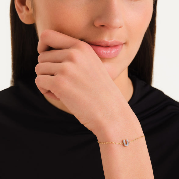 Rosefield Crystal Letter U Bracelet