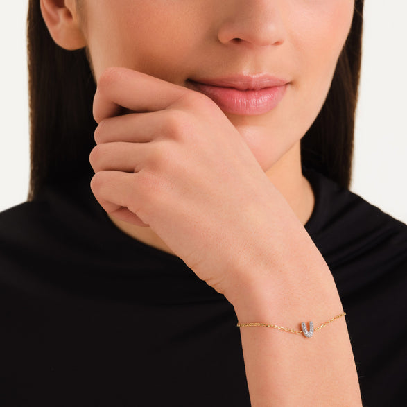 Rosefield Crystal Letter V Bracelet