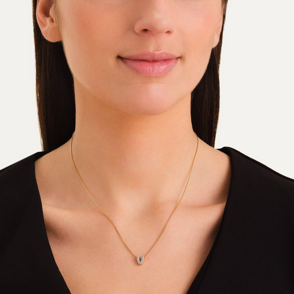 Rosefield Crystal Letter V Necklace