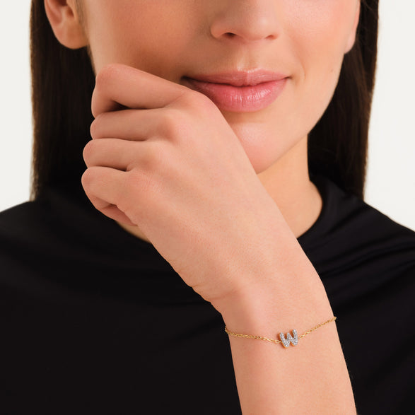 Rosefield Crystal Letter W Bracelet