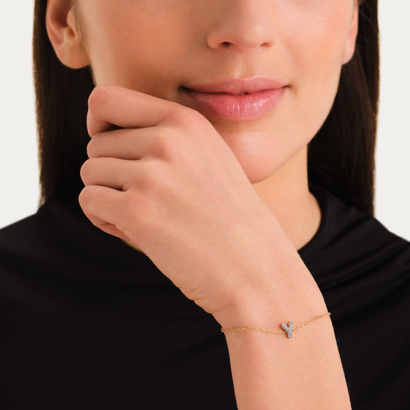 Rosefield Crystal Letter Y Bracelet