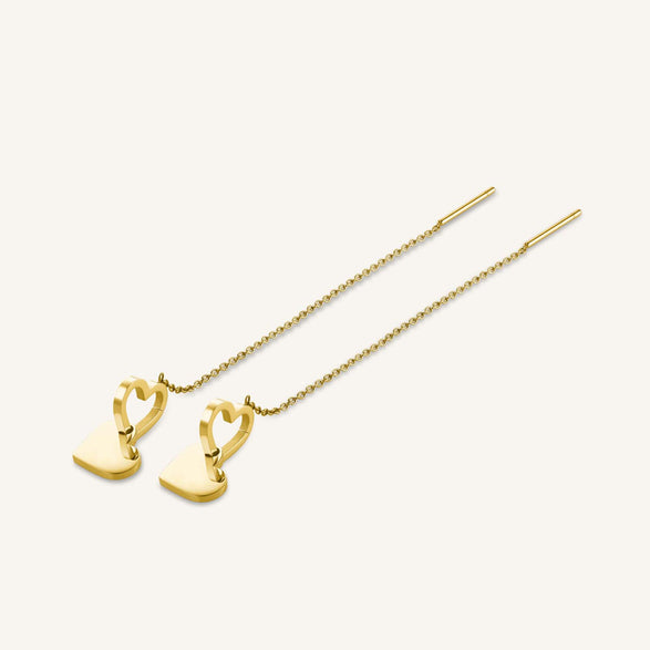 Rosefield Double Heart Earrings Goudkleurig
