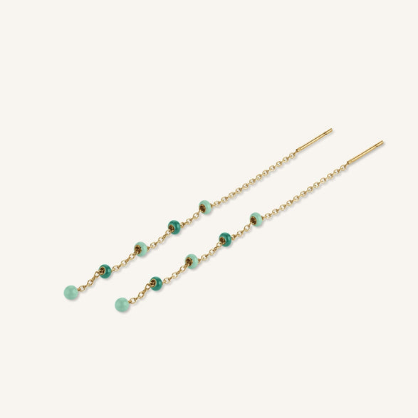 Rosefield Emerald Dotted Threader Earrings