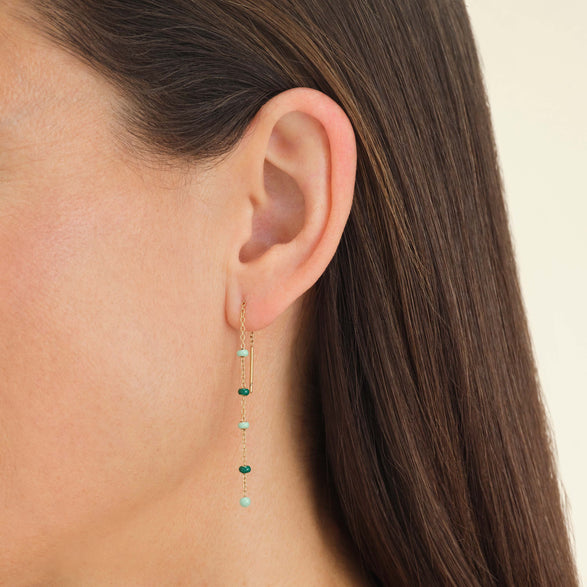 Rosefield Emerald Dotted Threader Earrings