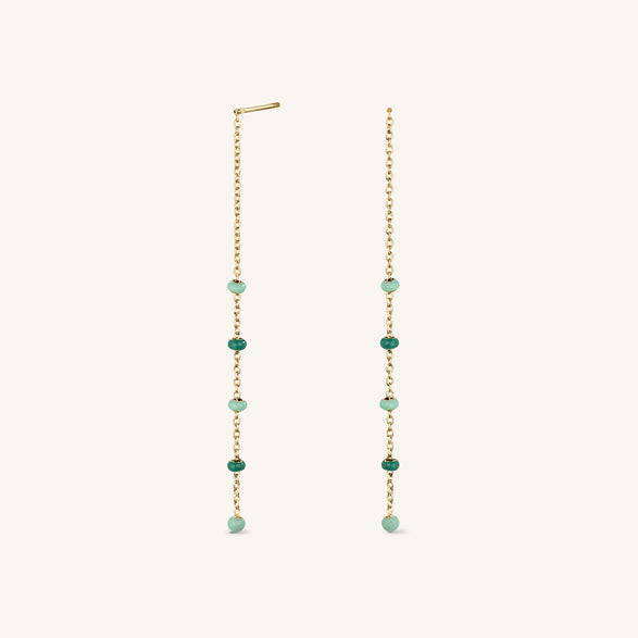 Rosefield Emerald Dotted Threader Earrings