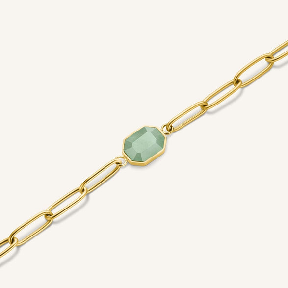 Rosefield Geometric Jade Bracelet Goudkleurig