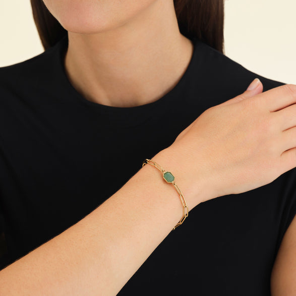 Rosefield Geometric Jade Bracelet Goudkleurig