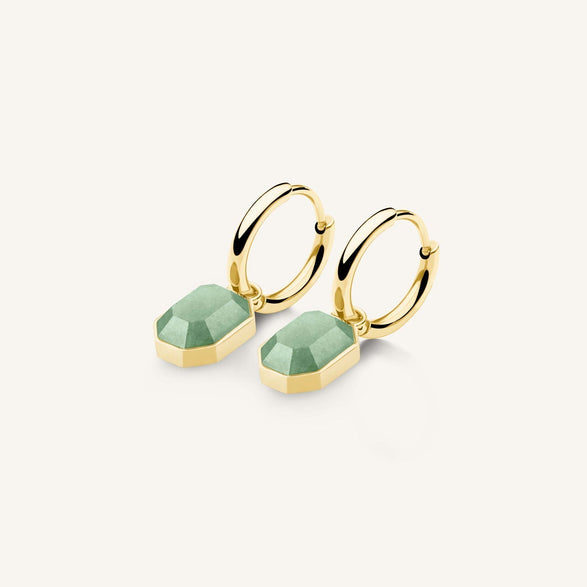 Rosefield Geometric Jade Earrings Goudkleurig