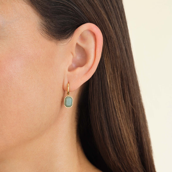Rosefield Geometric Jade Earrings Goudkleurig