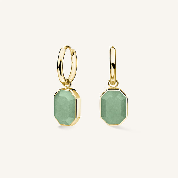 rosefield Geometric Jade Earrings Goudkleurig