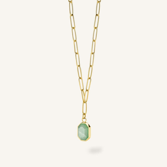 Rosefield Geometric Jade Necklace Goudkleurig
