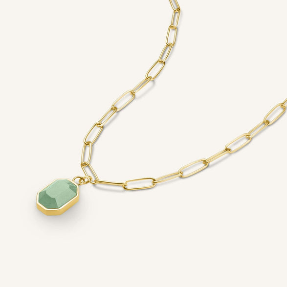 Rosefield Geometric Jade Necklace Goudkleurig