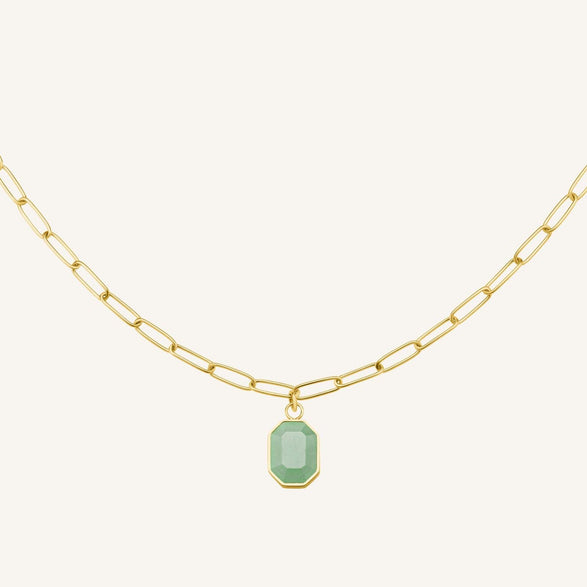 rosefield Geometric Jade Necklace Goudkleurig