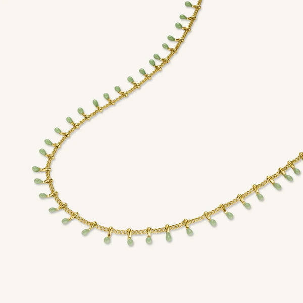 Rosefield Green Drip Necklace Goudkleurig