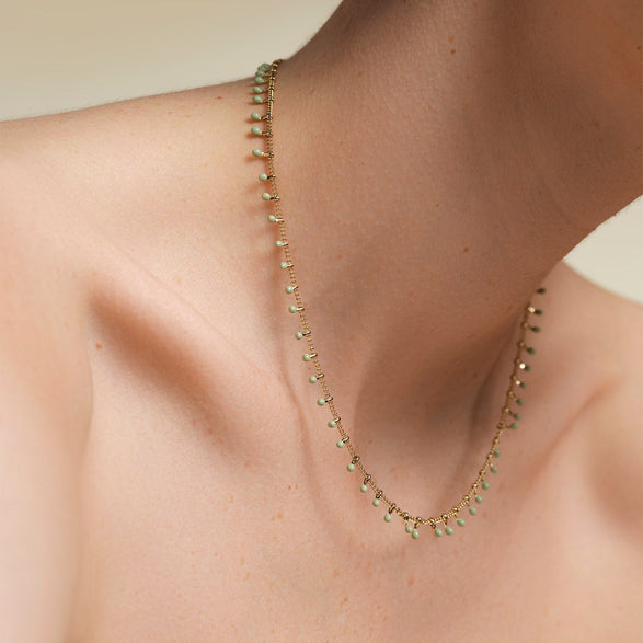 Rosefield Green Drip Necklace Goudkleurig