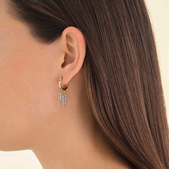 Rosefield Hanging Beads Hoops Blue