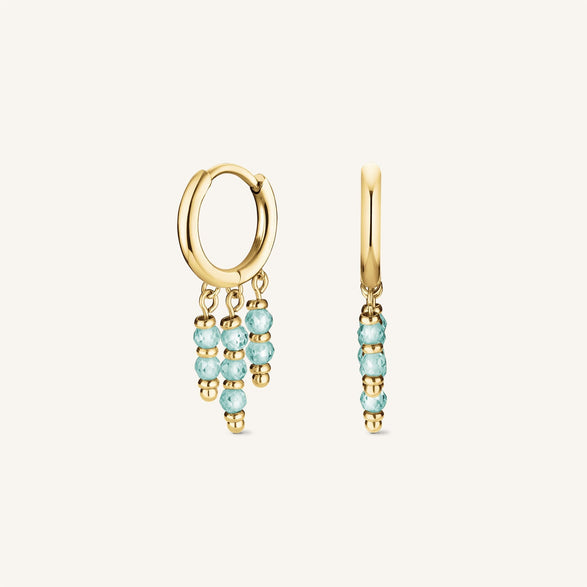 Rosefield Hanging Beads Hoops Blue