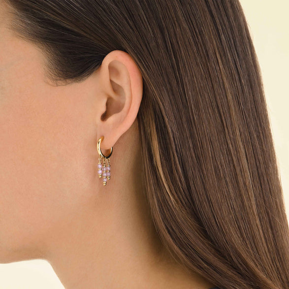 Rosefield Hanging Beads Hoops Pink