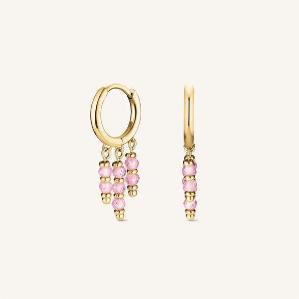 Rosefield Hanging Beads Hoops Pink