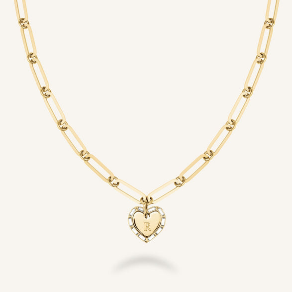 Rosefield Heart Baguette Necklace Goud