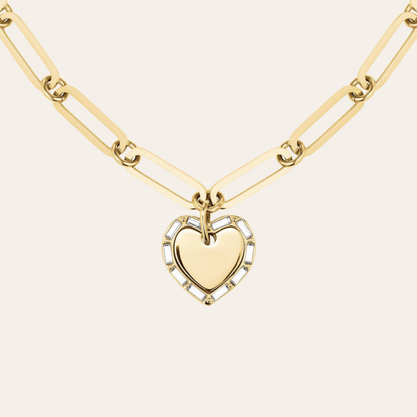 rosefield Heart Baguette Necklace Goud