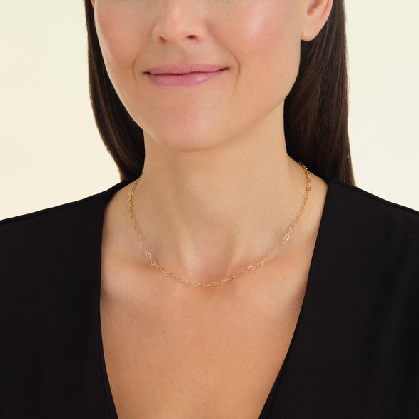 Rosefield Heart Chain Necklace Goudkleurig