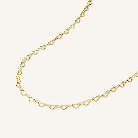 Rosefield Heart Chain Necklace Goudkleurig