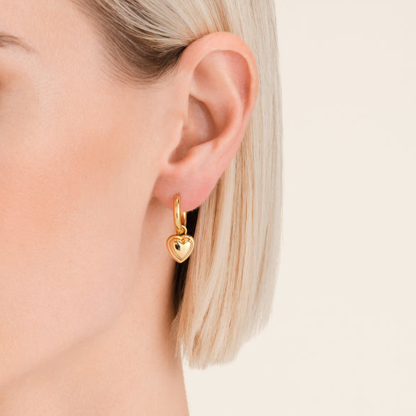 Rosefield Heart Pendant Earrings Goudkleurig