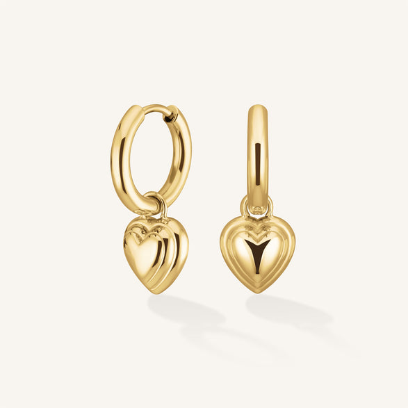 rosefield Heart Pendant Earrings Goudkleurig
