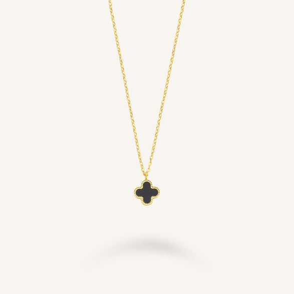 rosefield Mini Onyx Clover Necklace
