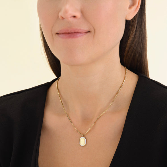 Rosefield Octagon Enamel Necklace Goudkleurig
