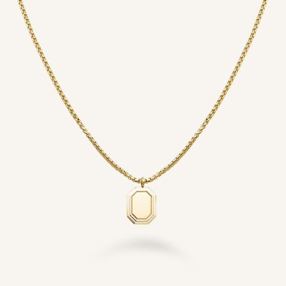 rosefield Octagon Enamel Necklace Goudkleurig