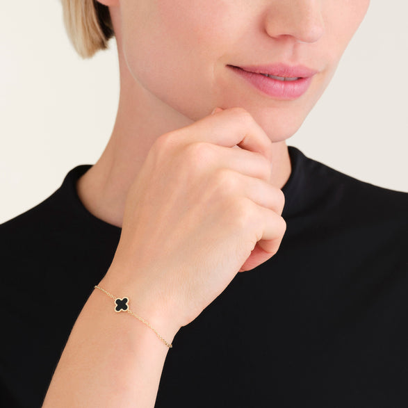 Rosefield Onyx Clover Bracelet