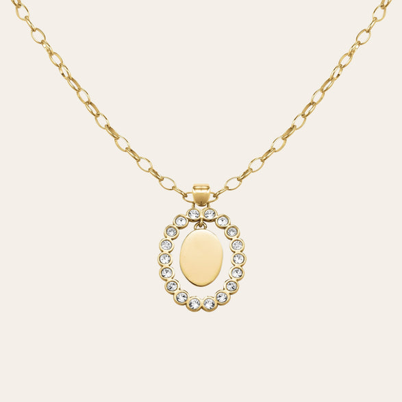 rosefield Oval Pendant Necklace Goud